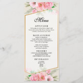 Menu de mariage à bordure de rose rose élégant (Devant)