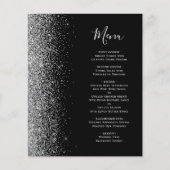 Menu de mariage à bordure pailletée argent noir bu (Devant)