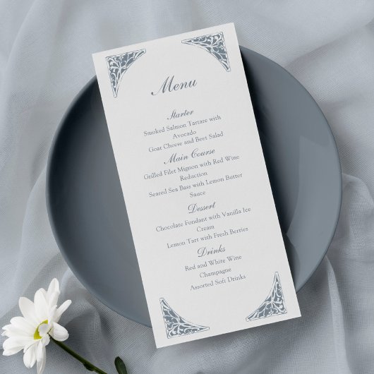 Menu de mariage à cadre baroque élégant