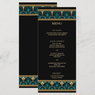 Menu de mariage à cadre doré Art Déco vintage