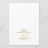 Menu de mariage à cadre doré élégant blanc (Dos)