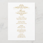 Menu de mariage à cadre doré élégant blanc (Devant)