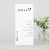 Menu de mariage à coeur noir et blanc  (Debout devant)
