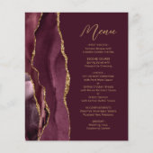 Menu de mariage à écriture en agate dorée de Bourg (Devant)