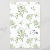Menu de mariage à écriture moderne florale verte v (Dos)