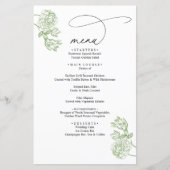 Menu de mariage à écriture moderne florale verte v (Devant)