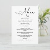 Menu de mariage à écriture simple moderne noir (Debout devant)
