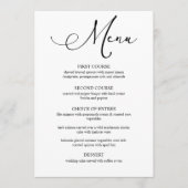 Menu de mariage à écriture simple moderne noir (Devant)