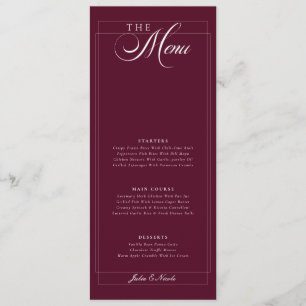 Menu de mariage à la calligraphie d'ivoire vert cl