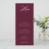 Menu de mariage à la calligraphie d'ivoire vert cl (Debout devant)