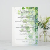 Menu de mariage à la feuille verte élégante (Debout devant)
