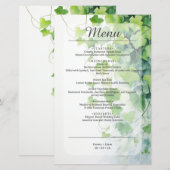 Menu de mariage à la feuille verte élégante (Devant / Derrière)