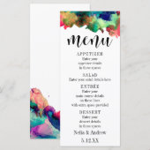 Menu de mariage à la typographie avec aquarelle co (Devant / Derrière)