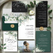 Menu de mariage à la verdure émeraude moderne