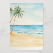 Menu de mariage à l'aquarelle avec plage et palmie (Dos)