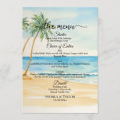 Menu de mariage à l'aquarelle avec plage et palmie (Devant)