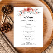 Menu de mariage à l'aquarelle de verdure terreuse