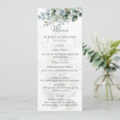 Menu de mariage à l'aquarelle eucalyptus botanique (Debout devant)