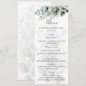 Menu de mariage à l'aquarelle eucalyptus botanique (Devant / Derrière)