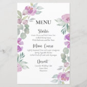Menu de mariage à l'aquarelle florale rose rustiqu (Devant)