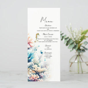 Menu de mariage à l'aquarelle Ocean Splash Sea Cor