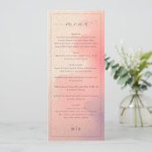 Menu de mariage à l'aquarelle pêche raffiné (Debout devant)