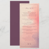 Menu de mariage à l'aquarelle pêche raffiné (Devant / Derrière)