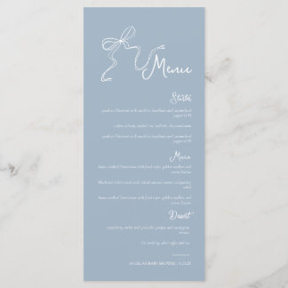 Menu de mariage à l'aquarelle poussiéreuse bleu av