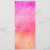 Menu de mariage à l'aquarelle rose chaud et orange (Dos)