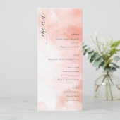 Menu de mariage à l'aquarelle rose romantique (Debout devant)
