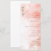 Menu de mariage à l'aquarelle rose romantique (Devant / Derrière)