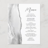 Menu de mariage à l'écriture argent gris agate Bud (Devant)
