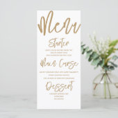 Menu de mariage à l'écriture calligraphique dorée (Debout devant)