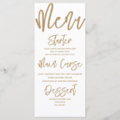 Menu de mariage à l'écriture calligraphique dorée (Devant)