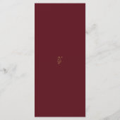 Menu de mariage à l'écriture dorée crème et Bourgo (Dos)