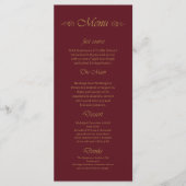 Menu de mariage à l'écriture dorée crème et Bourgo (Devant)