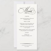 Menu de mariage à l'écriture élégante formelle (Devant)