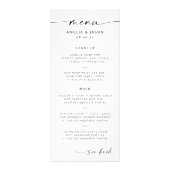 Menu de mariage à l'écriture élégante moderne (Devant)