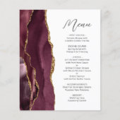 Menu de mariage à l'écriture script Or Agate Bourg (Devant)