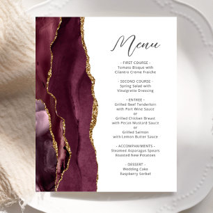 Menu de mariage à l'écriture script Or Agate Bourg