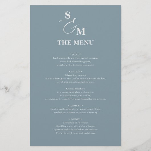 Menu de mariage à l'esperluette de script monogram (Devant)