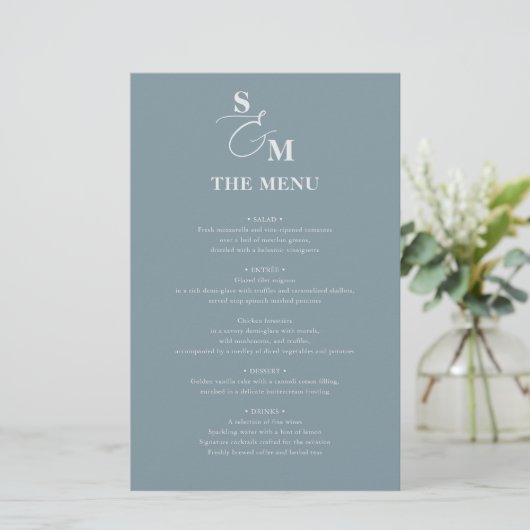 Menu de mariage à l'esperluette de script monogram (Debout devant)
