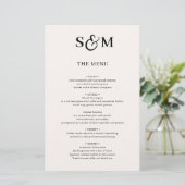 Menu de mariage à l'esperluette de script monogram (Debout devant)