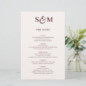 Menu de mariage à l'esperluette de script monogram (Debout devant)