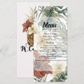 Menu de mariage à l'hibiscus et à l'ananas tropica (Devant / Derrière)