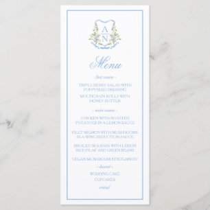 Menu de mariage à monogramme avec arête d'hortensi