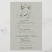 Menu de mariage à monogramme de branche d'olive ve (Devant)