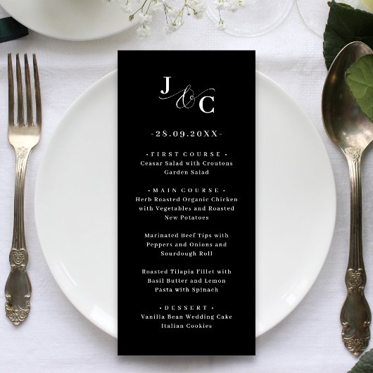 Menu de mariage à monogramme esperluette