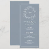 Menu de mariage à monogramme feuille poussiéreuse (Devant / Derrière)