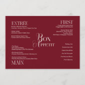 Menu de mariage à monogramme ivoire de Bourgogne (Devant)